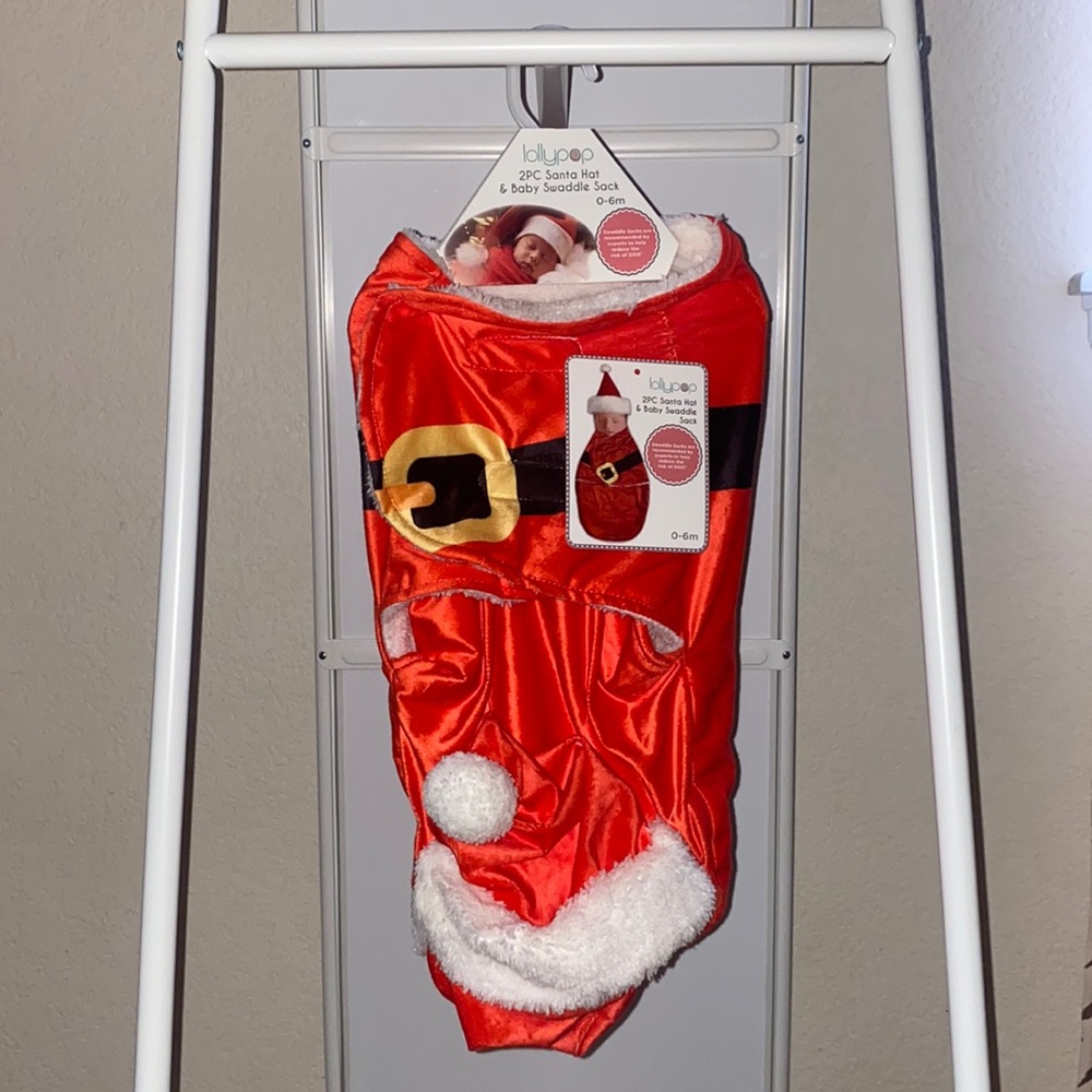 2pc Santa Hat & Baby Swaddle Sack